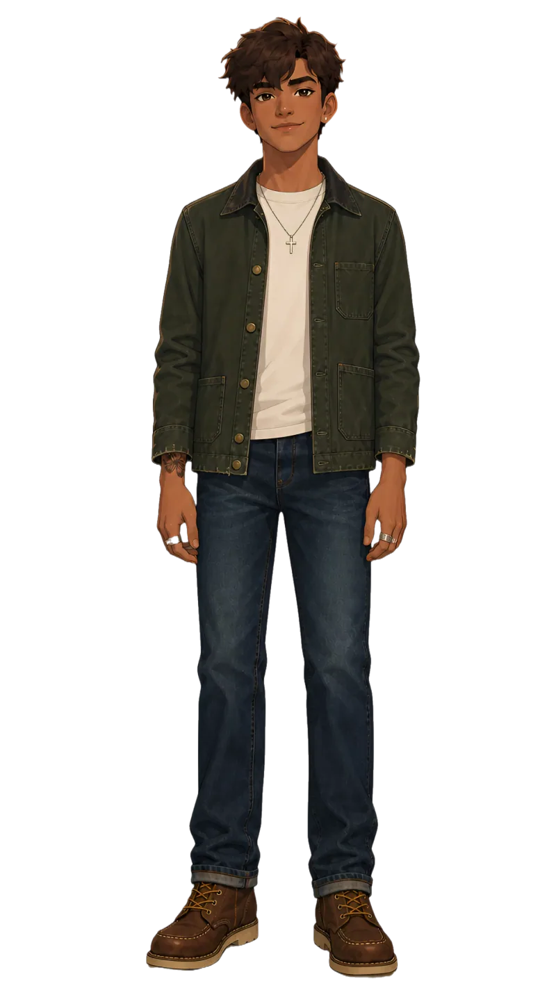 Diego from Dont Pretend With Us in workwear