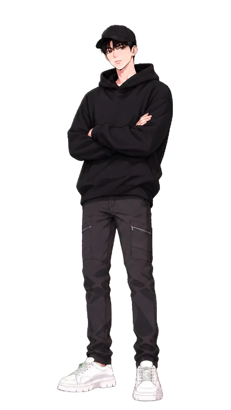 Juho from Second Chorus in a black hoodie with his arms crossed