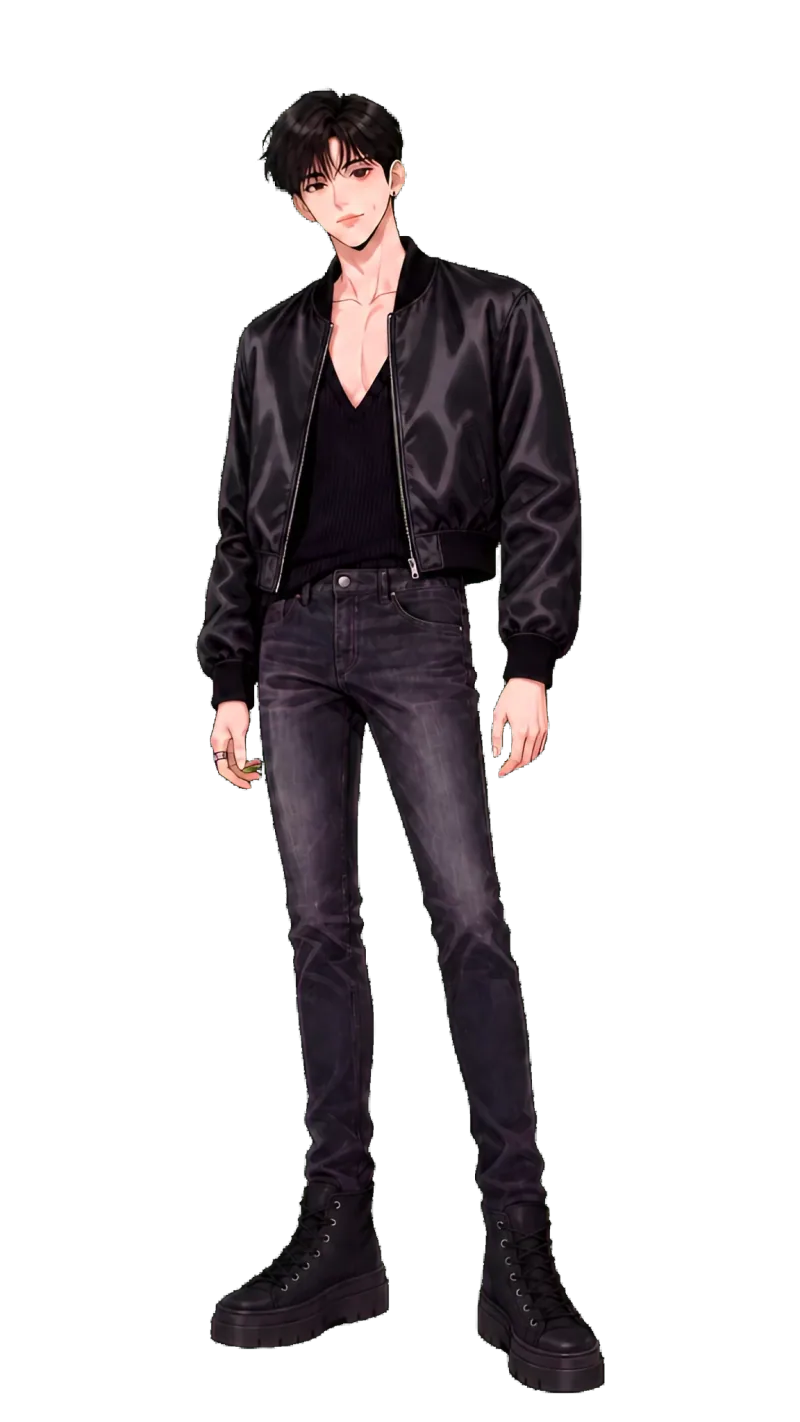 Reo from Second Chorus wearing a black bomber jacket